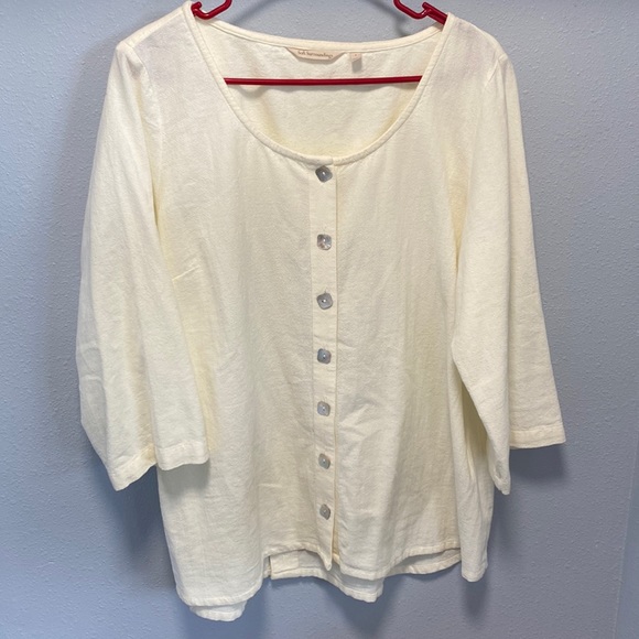 Soft Surroundings cream button down blouse - Picture 1 of 6